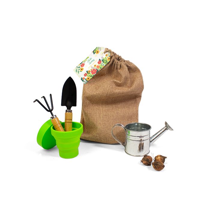 Jute zak met tuinierspullen